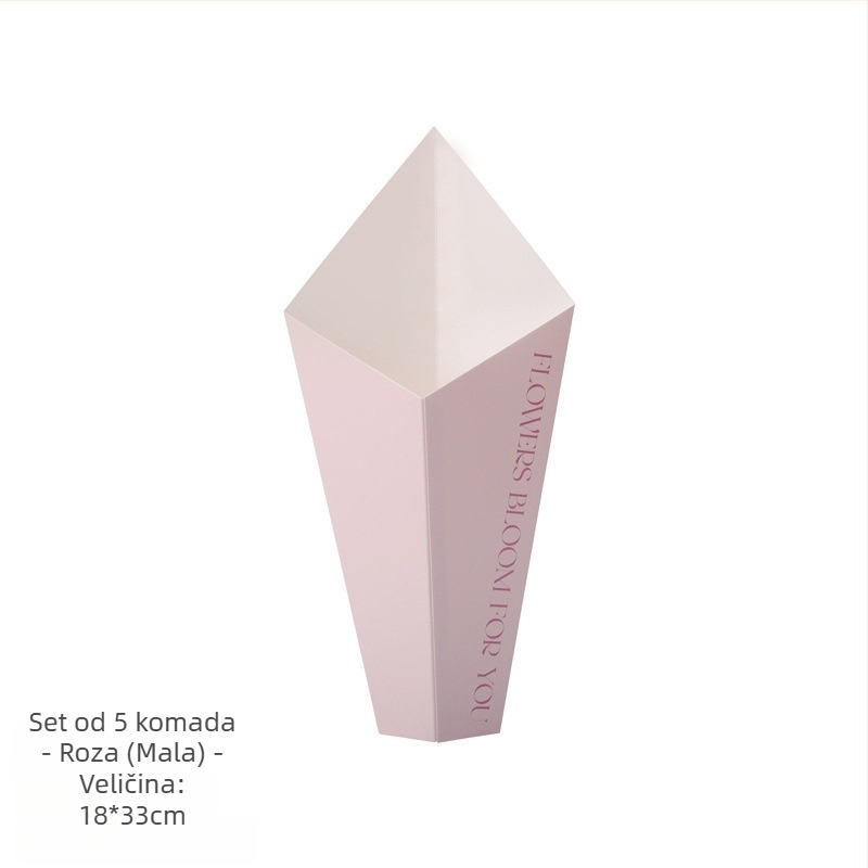 Trokutna posuda za buket – karton, otisak, namjena: poklon pakiranje i pakiranje cvijeća, model: papir, tip pakiranja: Opp vrećica, 5 komada u pakiranju, Dan zaljubljenih