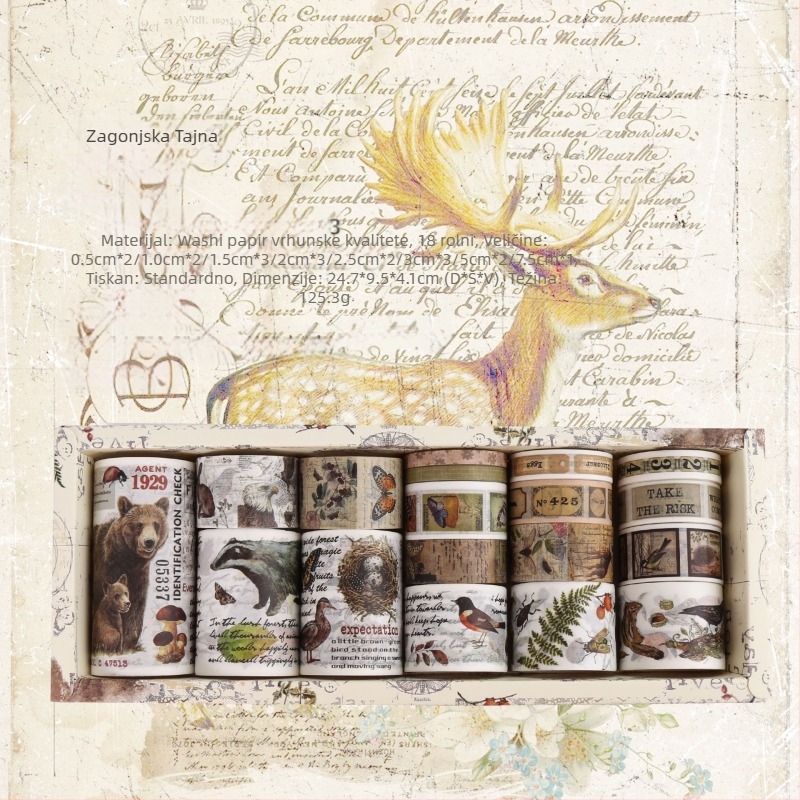 Yue Lu dekorativni papirnate trake set za retro dnevnik i scrapbooking – 18 rolni, podloga: papir, namjena: univerzalna, Uvoz: Ne, Poklon: Ne