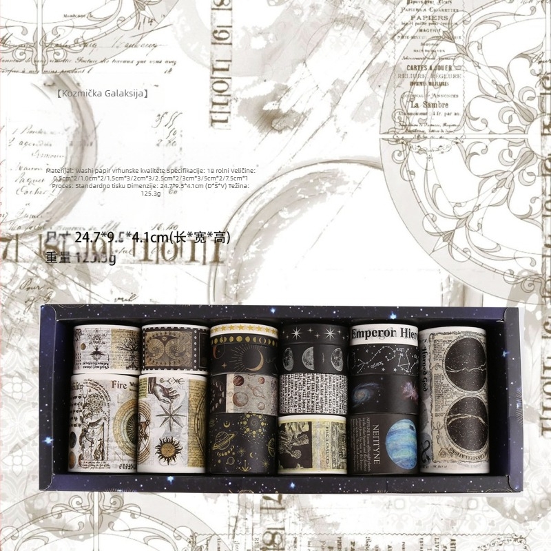 Yue Lu dekorativni papirnate trake set za retro dnevnik i scrapbooking – 18 rolni, podloga: papir, namjena: univerzalna, Uvoz: Ne, Poklon: Ne