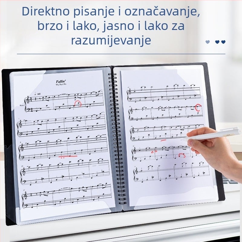Deli mapa za note, PP materijal, prozirne umetke, zamjenjiva mapa za partiture
