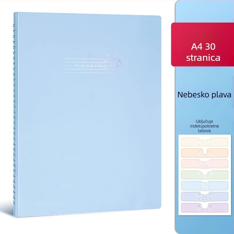 Deli mapa za note, PP materijal, prozirne umetke, zamjenjiva mapa za partiture