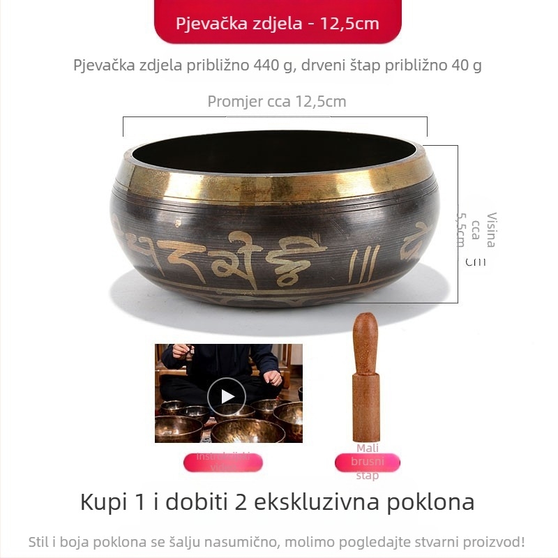 Budistička zvučna zdjela za recitiranje sutri i zvučnu terapiju — brončana zdjela za meditaciju, marka Yidian auspicious color