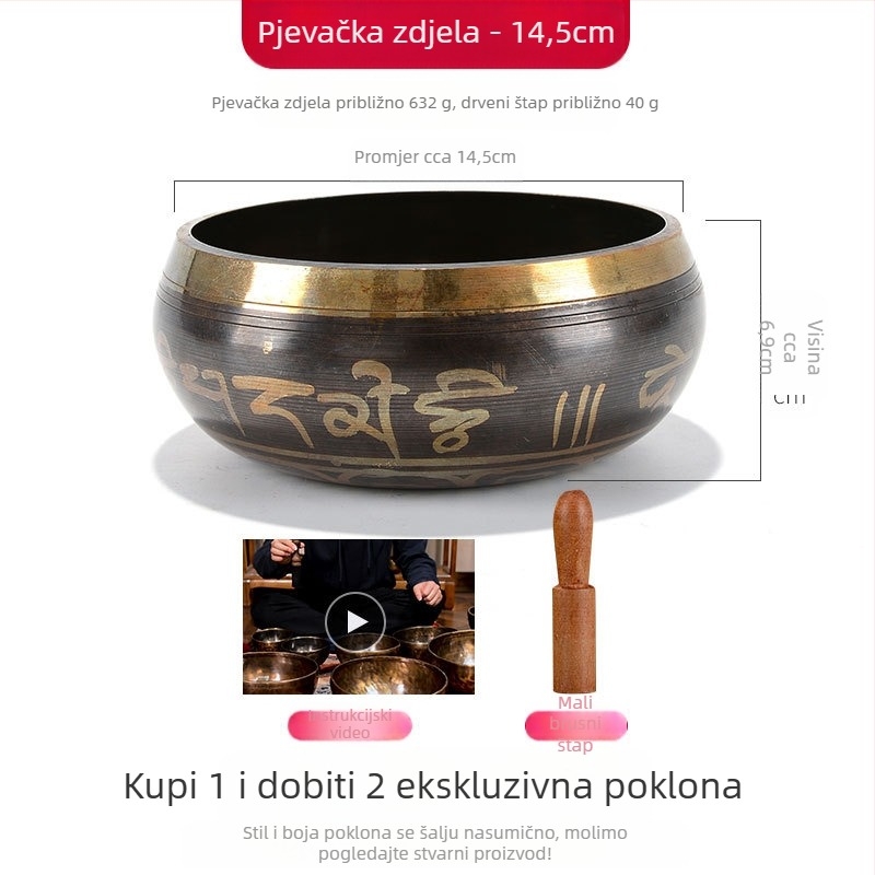 Budistička zvučna zdjela za recitiranje sutri i zvučnu terapiju — brončana zdjela za meditaciju, marka Yidian auspicious color