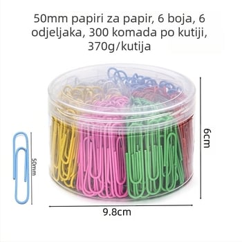 Kovinske klamerice za papir s plastičnim premazom, cilindrična ambalaža sa šest odjeljka, model 6T-1/6T-2/6T-3