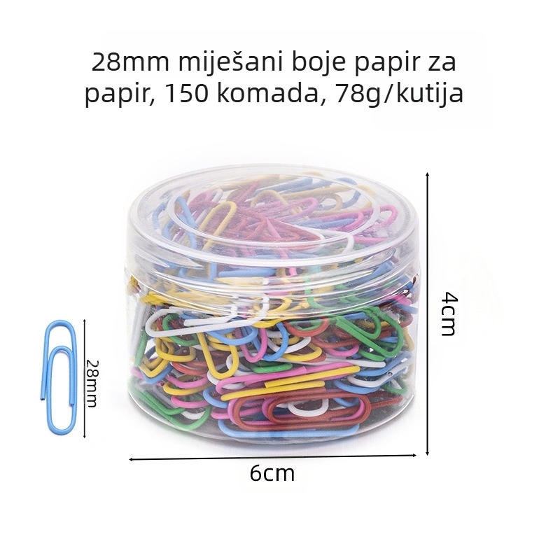 Kovinske klamerice za papir s plastičnim premazom, cilindrična ambalaža sa šest odjeljka, model 6T-1/6T-2/6T-3