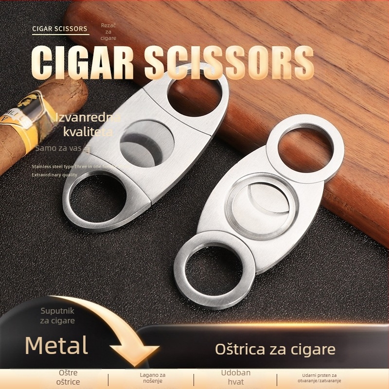 Fan Sheng nehrđajući čelični rezač cigara s elektroplatiniranom površinom, dvostruke oštrice, prilagodljiv