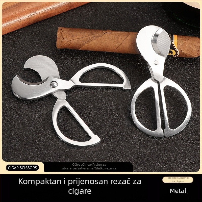 Fan Sheng nehrđajući čelični rezač cigara s elektroplatiniranom površinom, dvostruke oštrice, prilagodljiv