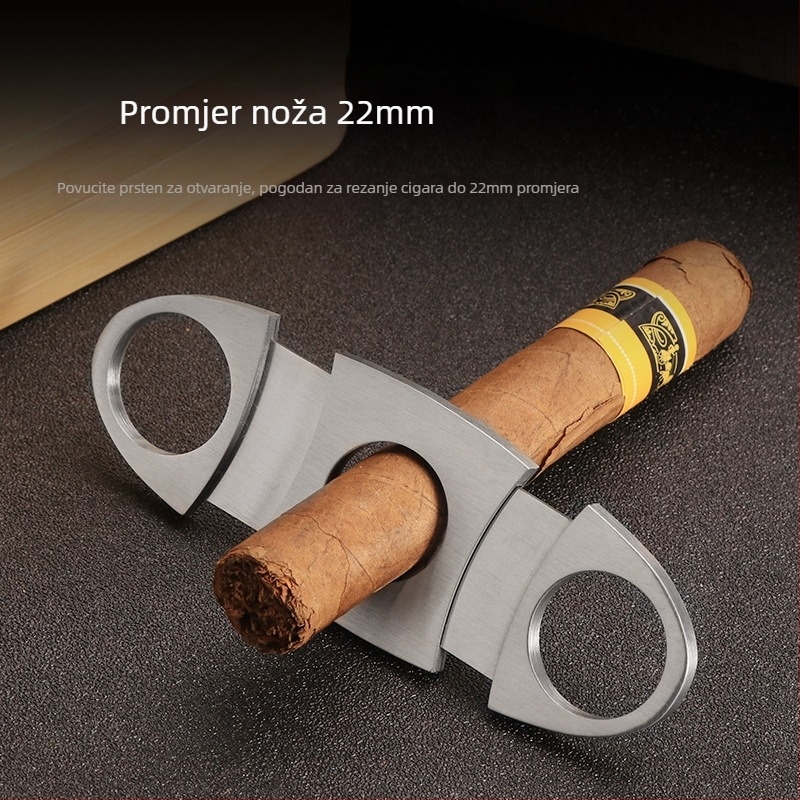 Fan Sheng nehrđajući čelični rezač cigara s elektroplatiniranom površinom, dvostruke oštrice, prilagodljiv