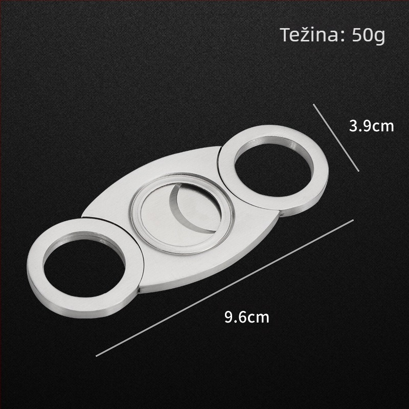 Fan Sheng nehrđajući čelični rezač cigara s elektroplatiniranom površinom, dvostruke oštrice, prilagodljiv