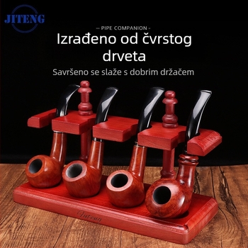 Drveni višepozicijski vertikalni stalak za pipe, s odvojivom mahagonijskom bazom za izlaganje