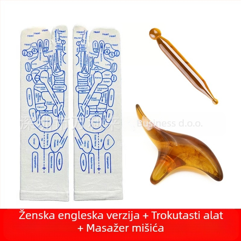 Refleksološke čarape s kartom akupunkturnih točaka i masažom meridijana, pletene sa 48 igala