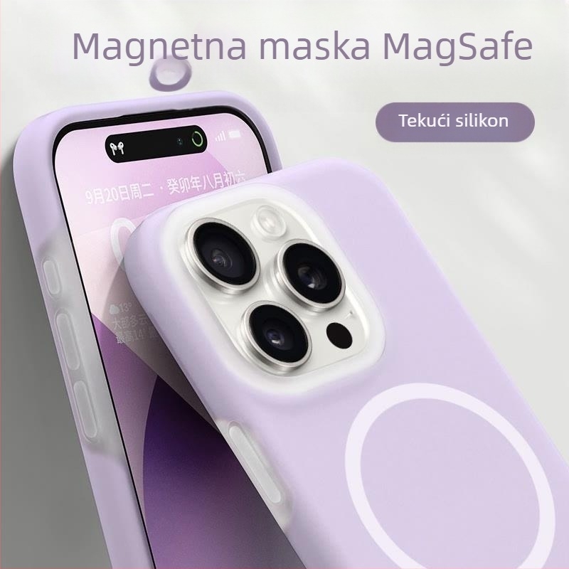 Kryt za iPhone 14 Pro / Pro Max — tekući silikon, magnetski dizajn, zaštita od pada, prenosni luksuz
