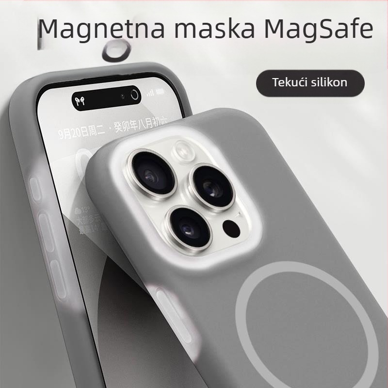 Kryt za iPhone 14 Pro / Pro Max — tekući silikon, magnetski dizajn, zaštita od pada, prenosni luksuz