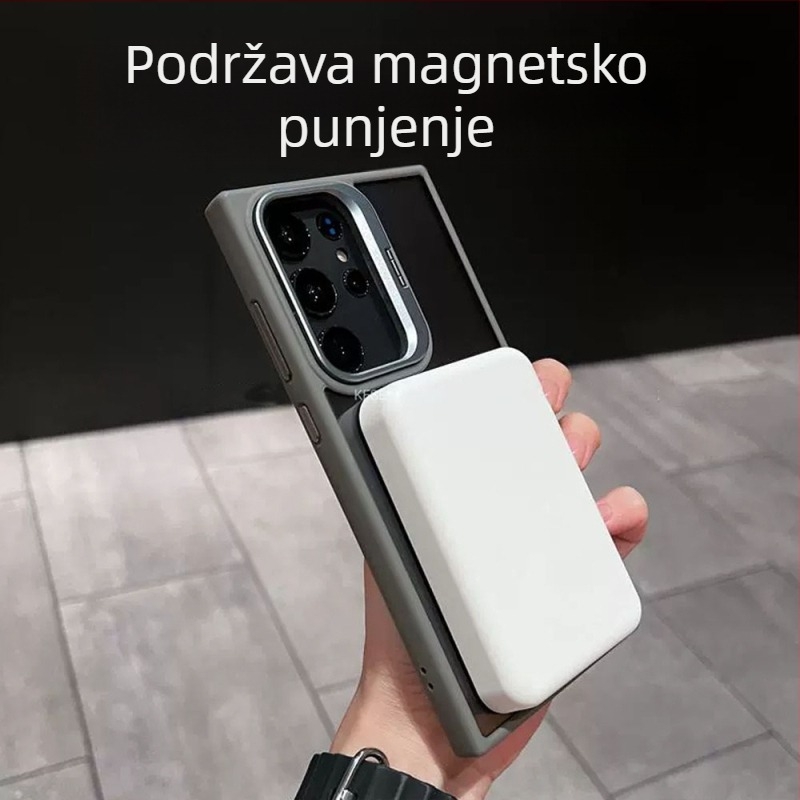 Prozirni kućište za Samsung S25 Ultra s magnetskim držačem za objektiv i skrivenim metalnim nosačem, kompatibilno sa S23FE i S22Plus