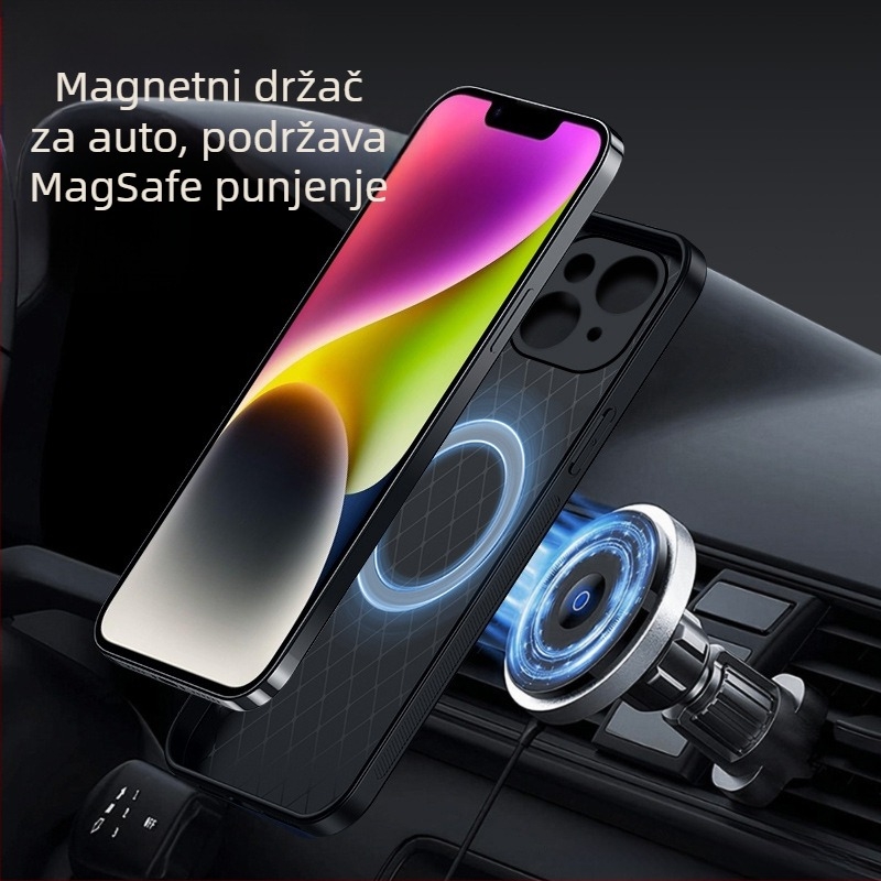 Maska za iPhone s magnetskom teksturom kože, umjetna koža, tvrdi kućište; otpornost na udarce, anti-otisak, otporna na trošenje, zaštita od pada; kompatibilno s iPhone 11–14 serijom (uključujući Pro/Max)