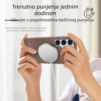 Kućište za Samsung S25 Ultra s potpunom zaštitom od pada, S26U, baršunasta tekstura mikrovlaknaste kože, metalni okvir, magnetsko pričvršćivanje