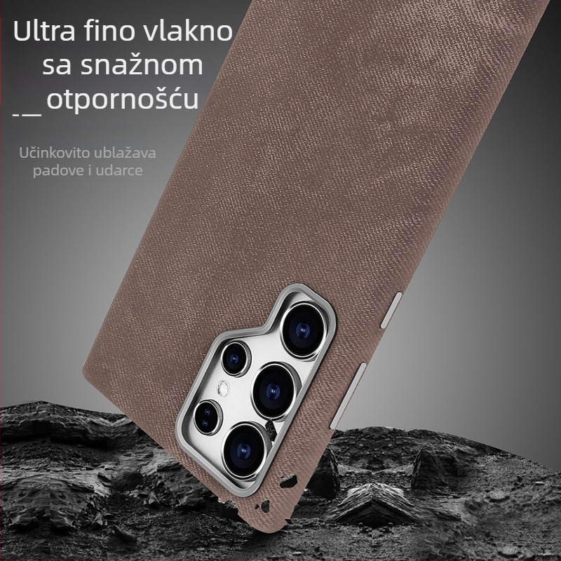 Kućište za Samsung S25 Ultra s potpunom zaštitom od pada, S26U, baršunasta tekstura mikrovlaknaste kože, metalni okvir, magnetsko pričvršćivanje