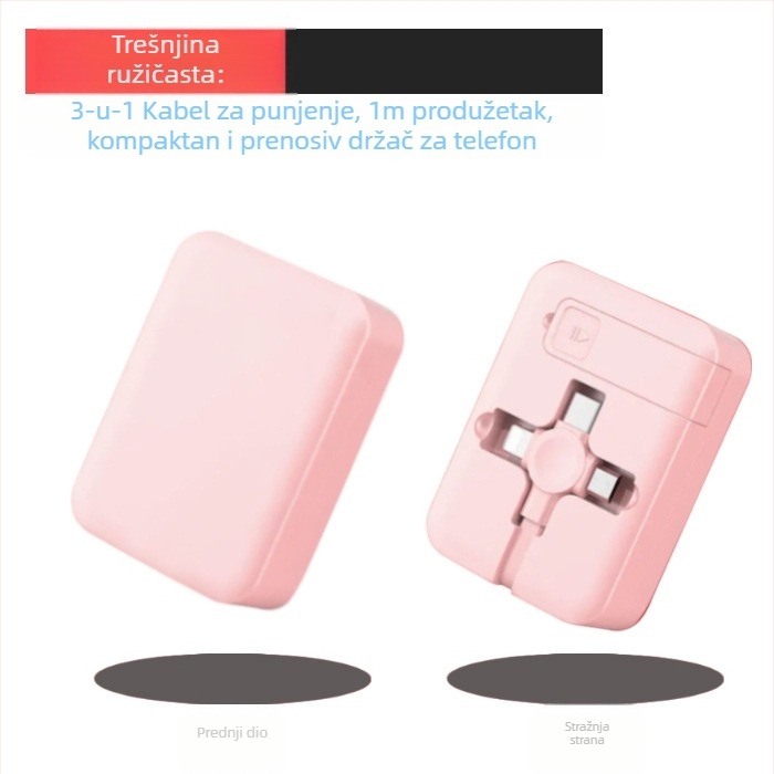 3-u-1 sklopivi kabel za punjenje s nosačem, Lightning/Micro USB/USB-C, brzo punjenje, maksimalni izlaz 3A