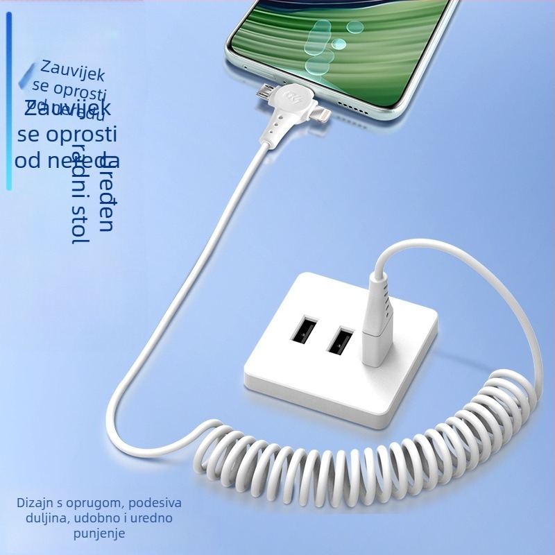 3-u-1 kabl za prijenos podataka i brzo punjenje s Lightning/Micro USB/USB-C, dužina 1,5 m, maksimalna snaga 120 W, materijal TPE