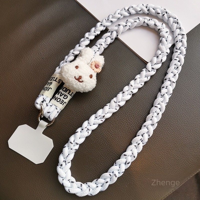 Crossbody traka za telefon, trostruko pleteni najlon konopac i metalna kopča, ručno izrađeno, unisex, geometrijski privjesak