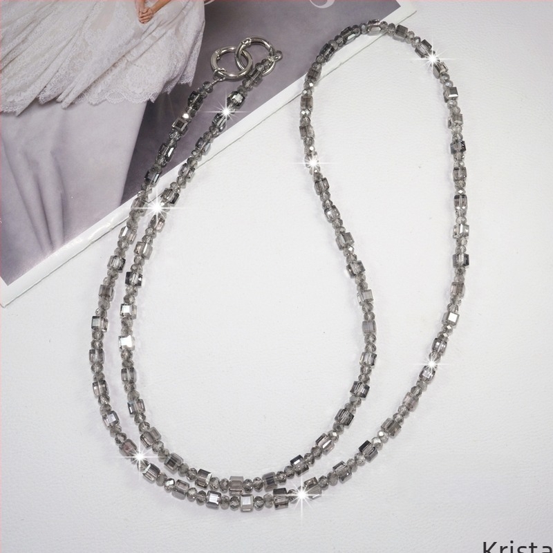 Kristalna crossbody torbica za mobitel s perlama, užet od metalne žice (Materijal: imitacijski kristal; Izrada: ručna; Materijal užeta: metalna žica; Materijal kopče: metalna kopča; Marka: Blo bao)