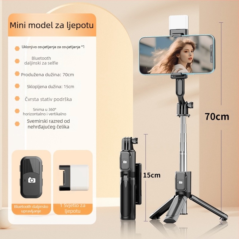 Perfect Shot Mini Selfie Stick s Bluetooth daljinskim upravljanjem, prijenosni držač za telefon i podni stativ | Materijal ABS + nehrđajući čelik