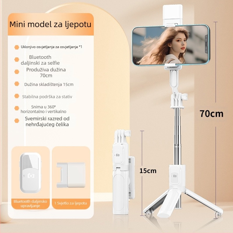 Perfect Shot Mini Selfie Stick s Bluetooth daljinskim upravljanjem, prijenosni držač za telefon i podni stativ | Materijal ABS + nehrđajući čelik