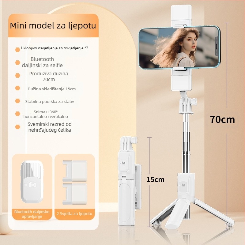 Perfect Shot Mini Selfie Stick s Bluetooth daljinskim upravljanjem, prijenosni držač za telefon i podni stativ | Materijal ABS + nehrđajući čelik