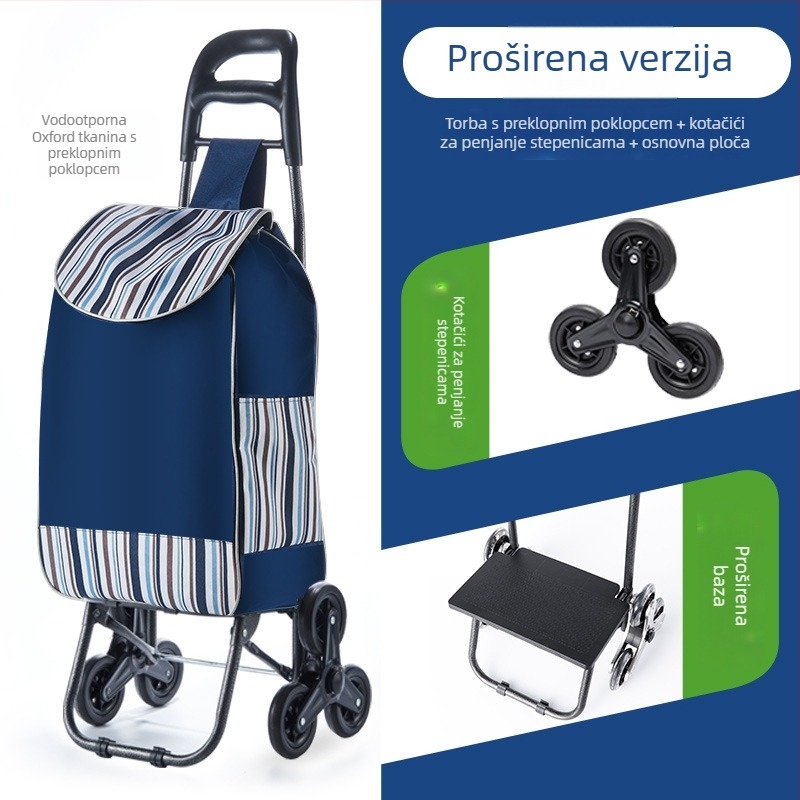 Sklopiva kolica za kupovinu, prijenosna ručna kolica s platnenim tijelom, otisak logotipa i prilagođavanje (~2 kg)