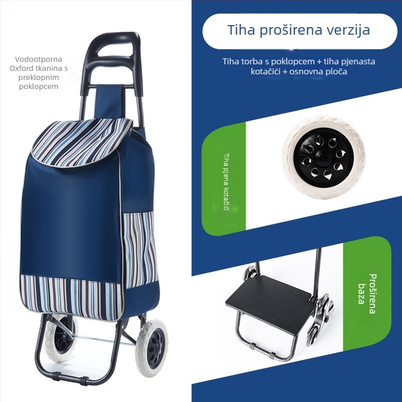 Sklopiva kolica za kupovinu, prijenosna ručna kolica s platnenim tijelom, otisak logotipa i prilagođavanje (~2 kg)