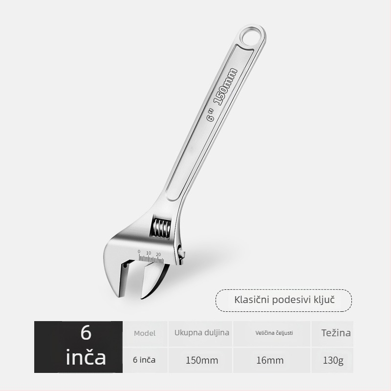 Klešta za cijevi u kupaonici, s pravim kutom i regulacijom, od krom-vanadije čelika