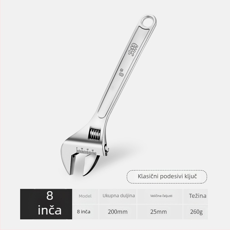 Klešta za cijevi u kupaonici, s pravim kutom i regulacijom, od krom-vanadije čelika