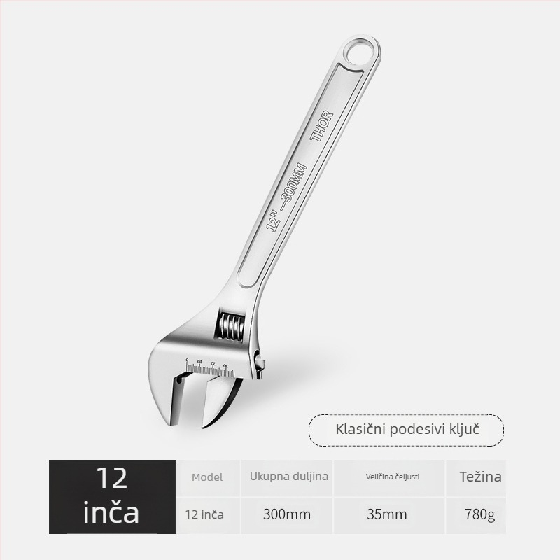 Klešta za cijevi u kupaonici, s pravim kutom i regulacijom, od krom-vanadije čelika