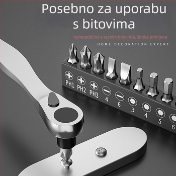 Fengwick set hex socket bitova za odvijač s ručnim mehanizmom – krom-vanadij čelik, polirani završetak, uključuje mini ručnu glavu