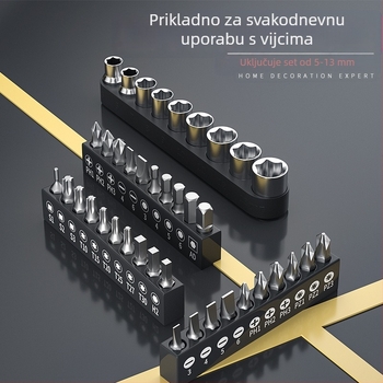 Fengwick set hex socket bitova za odvijač s ručnim mehanizmom – krom-vanadij čelik, polirani završetak, uključuje mini ručnu glavu