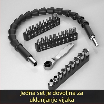 Fengwick set hex socket bitova za odvijač s ručnim mehanizmom – krom-vanadij čelik, polirani završetak, uključuje mini ručnu glavu