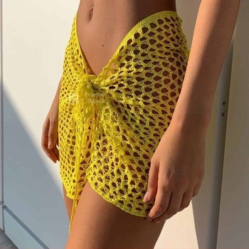 Ženska plaža wrap suknja s remenčićem i proreznim detaljima, bez uzorka, poliester tkanina 110 g, podstava 100% poliester; pogodna za plažu, fitness i plivanje.