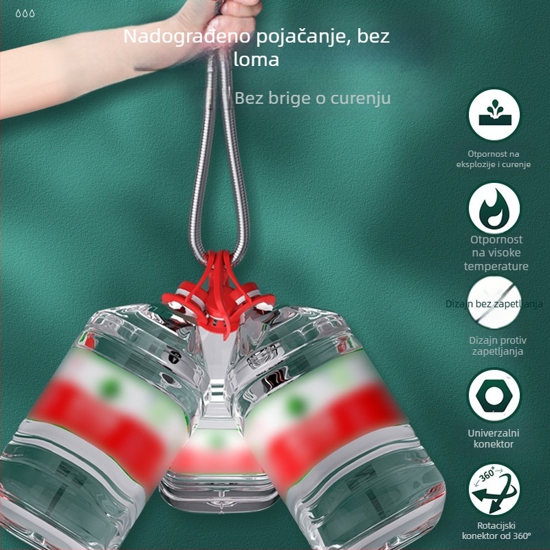 Tuš cijev, model: tuš cijev, materijal: nehrđajući čelik + metal, montaža: navojna, nazivni tlak: 6 MPa, radna temperatura: 0–80 °C