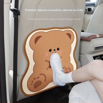 FASTRIDER Univerzalni zaštitnik sjedala automobila za djecu – Organizator stražnjeg sjedala s karikaturalnim uzorkom, punjenje od spužve, PU materijal, s logom