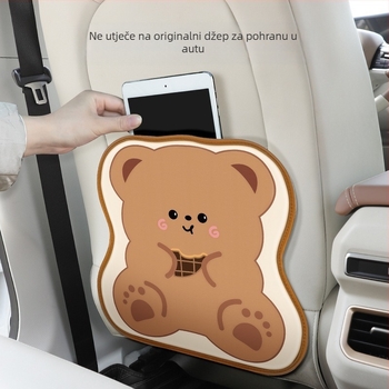 FASTRIDER Univerzalni zaštitnik sjedala automobila za djecu – Organizator stražnjeg sjedala s karikaturalnim uzorkom, punjenje od spužve, PU materijal, s logom