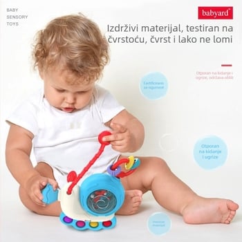 Set zvončića za bebe s crtanima životinjama (slon, puž) – plast, za djecu 0–2 godine, interaktivna igra roditelj-dijete