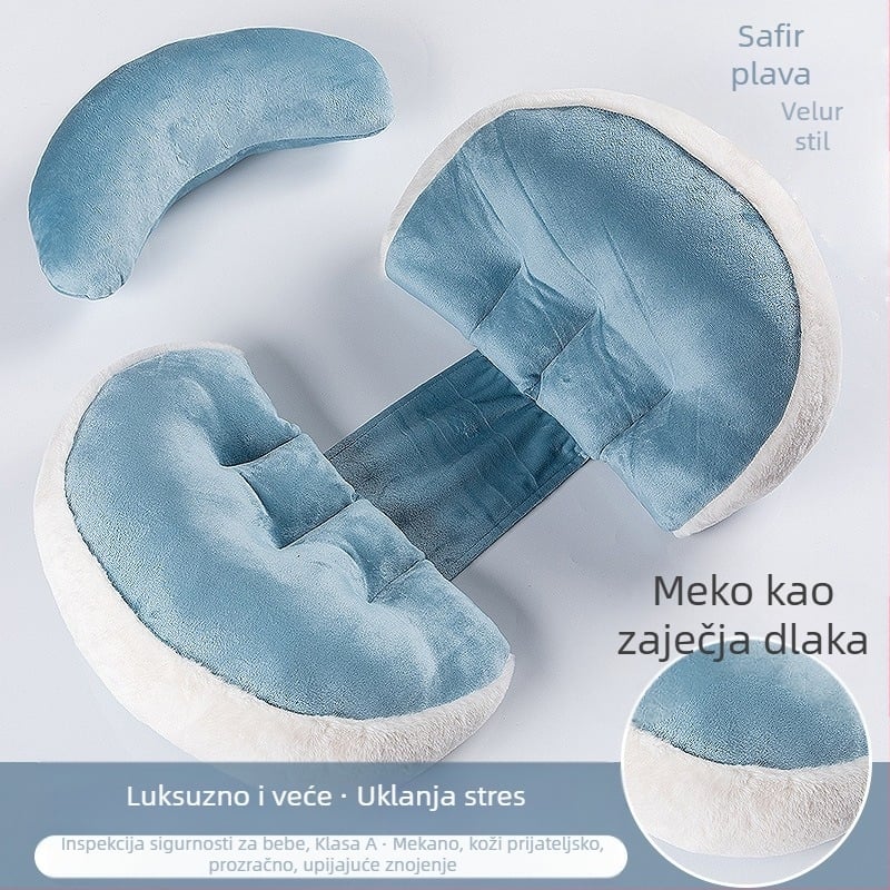 Jastuk za trudnoću u obliku U – podrška za struk i trbuh, punilo od poliester vlakana, navlaka od kemijskih vlakana, prilagodljiv