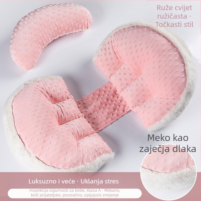 Jastuk za trudnoću u obliku U – podrška za struk i trbuh, punilo od poliester vlakana, navlaka od kemijskih vlakana, prilagodljiv