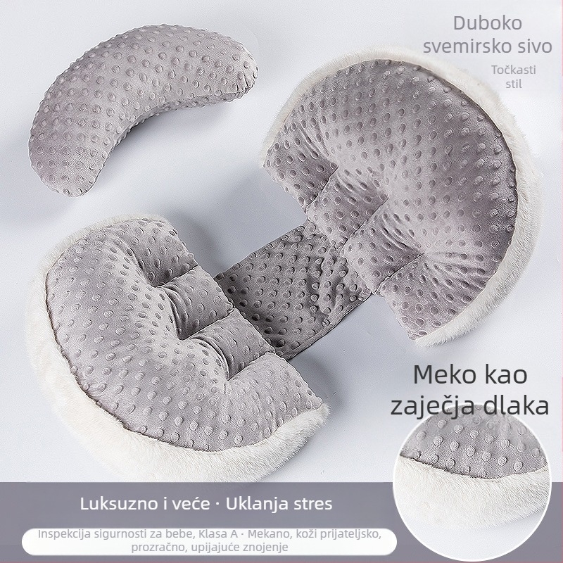 Jastuk za trudnoću u obliku U – podrška za struk i trbuh, punilo od poliester vlakana, navlaka od kemijskih vlakana, prilagodljiv