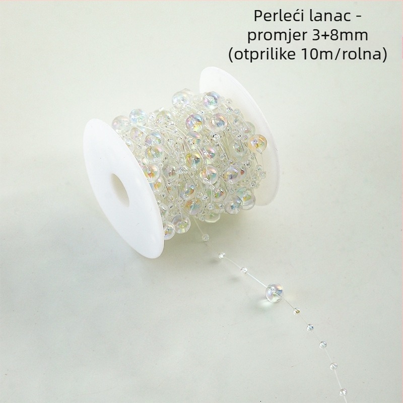 Dekorativni lančić od perli s cvjetnim uzorkom - zvjezdasti oblici, plastika, rola od 10 m, Shangjin, za DIY torbe