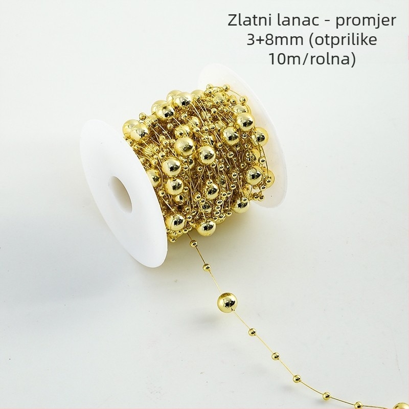 Dekorativni lančić od perli s cvjetnim uzorkom - zvjezdasti oblici, plastika, rola od 10 m, Shangjin, za DIY torbe