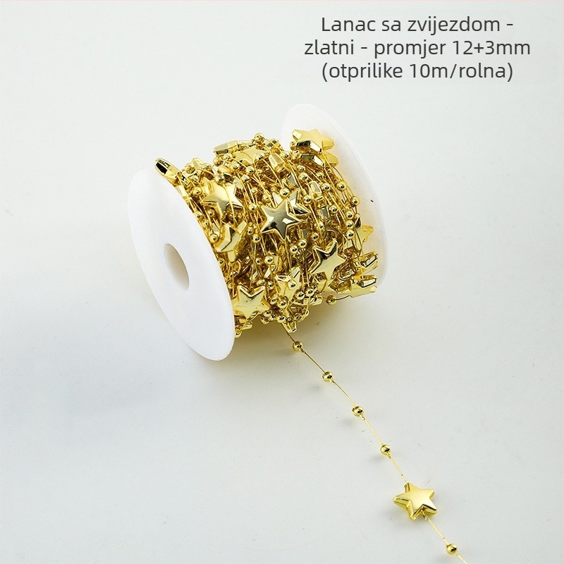 Dekorativni lančić od perli s cvjetnim uzorkom - zvjezdasti oblici, plastika, rola od 10 m, Shangjin, za DIY torbe