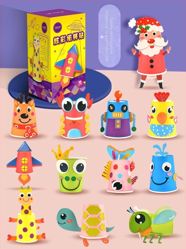 Dječji DIY set za crtanje s papirnatim čašicama – edukativna umjetnička igračka; Materijal: papir; Marka: Hibiscus angel; Dobna granica: 4–6 godina; Pakiranje: kutija