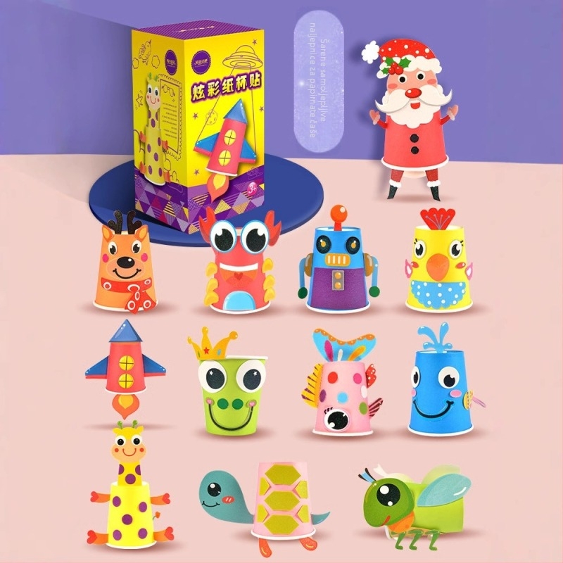 Dječji DIY set za crtanje s papirnatim čašicama – edukativna umjetnička igračka; Materijal: papir; Marka: Hibiscus angel; Dobna granica: 4–6 godina; Pakiranje: kutija