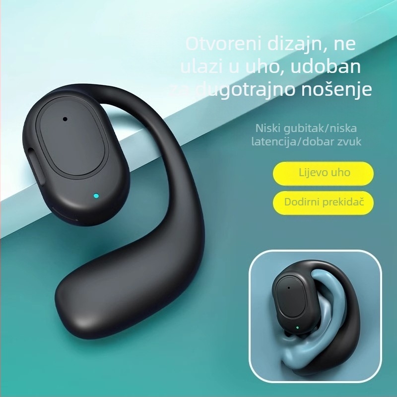 Bluetooth slušalice s koštanom provodljivošću, 2024 nova, bežične za sport, redukcija buke, kuka za uho, dugotrajna baterija